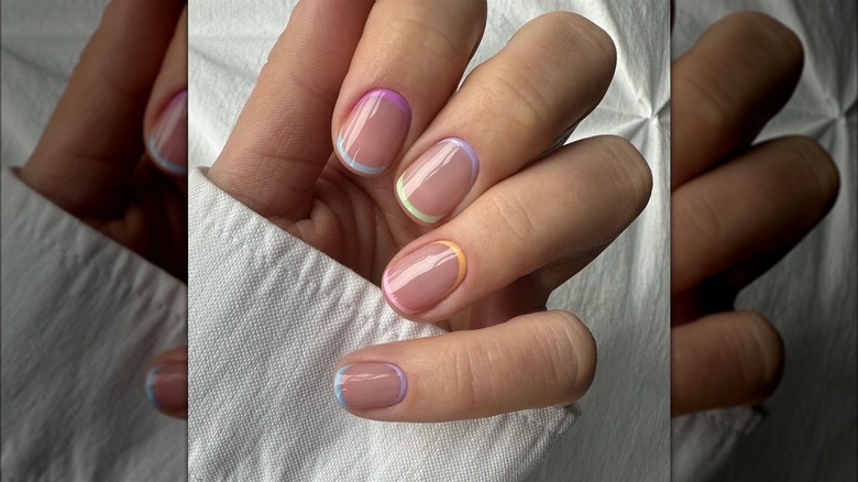 Glossy pastel nails