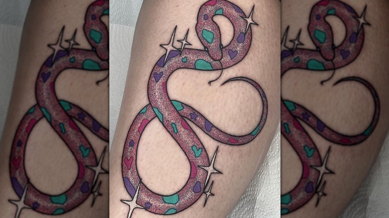 Glitter snake tattoo