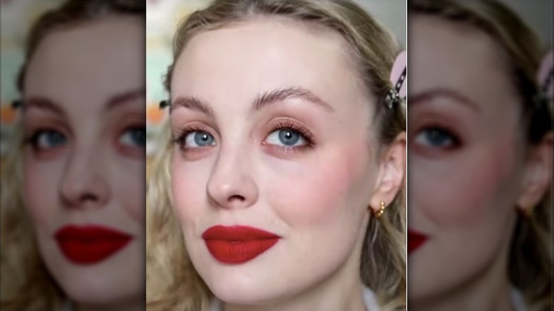 Woman red lipstick