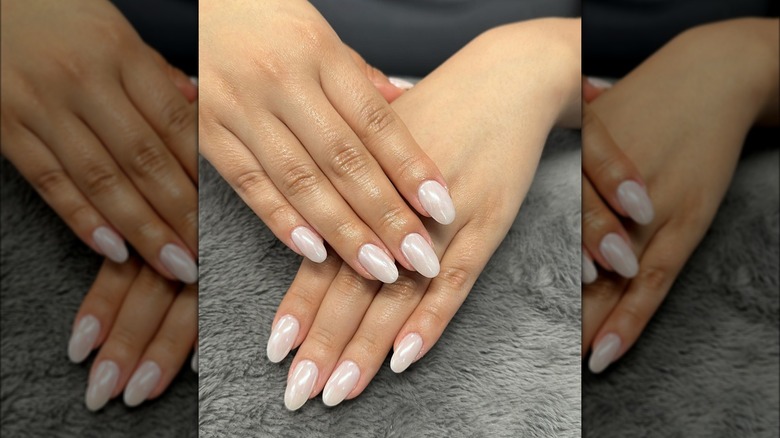 white chrome nails