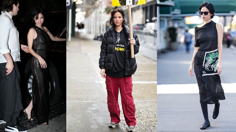 Actor, Kelsey Asbille, in various casual off-duty looks