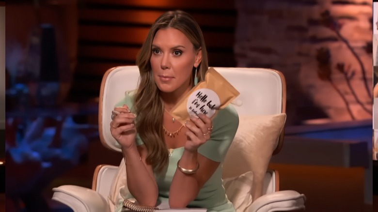 Kendra Scott on Shark Tank in a green dress