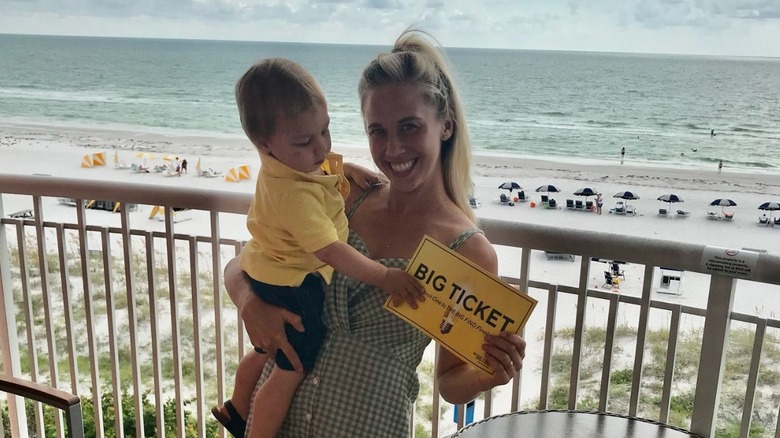 Founder of Byoot Company, Elyce Billany, poses for a photo with son on vacation