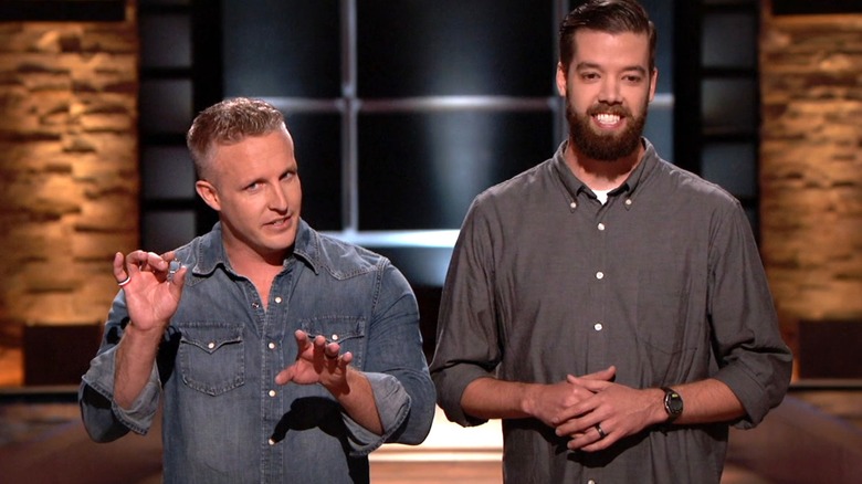 Brighton Jones and Aaron Dalley pitching Enso Rings on Shark Tank Season 9