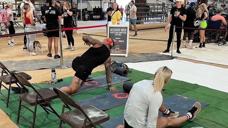 Athletes utilizing MyoStorm recovery area at the Iron Games