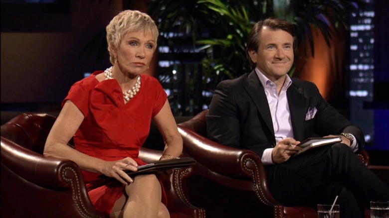 Barbara Corcoran and Robert Herjavec listening to Nardo's Natural pitch on Shark Tank Season 3