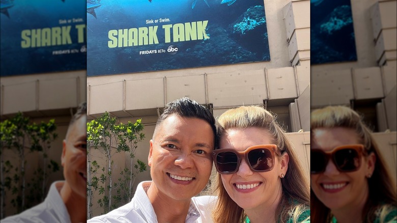 Amelia Trumble & Alan Yeoh with Shark Tank sign