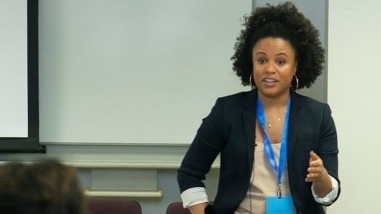 Dawn Myers speaking at the University of Baltimore in 2023