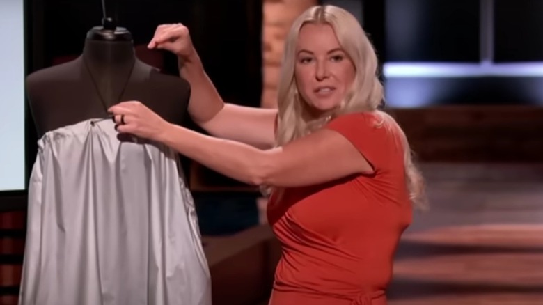 Kressa Peterson presenting Shower Toga on Shark Tank