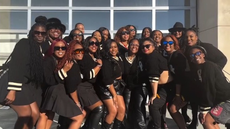 HBCU students posing with fellow Greek members