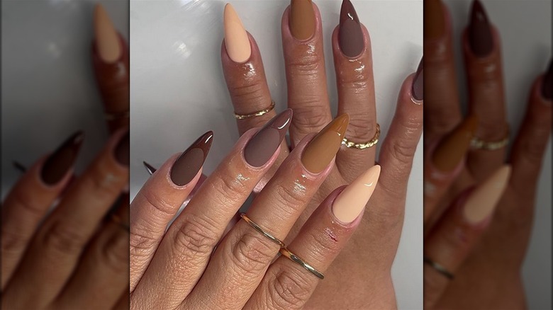 Different shades of chocolate nails