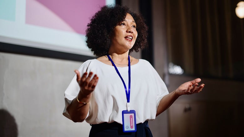 Woman giving lecture 