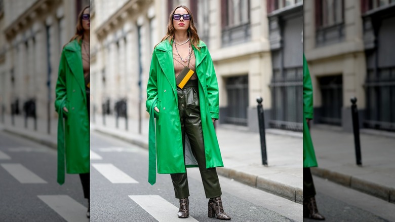 Bright green trench 