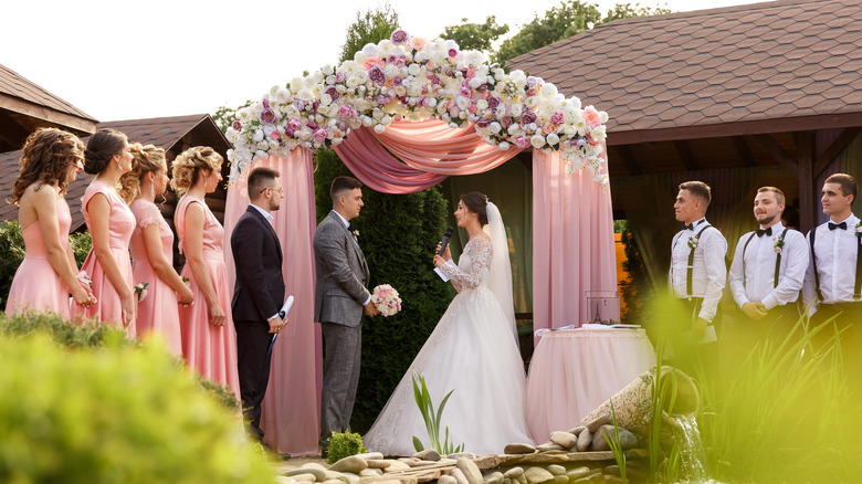 Pink-themed bridal ceremony