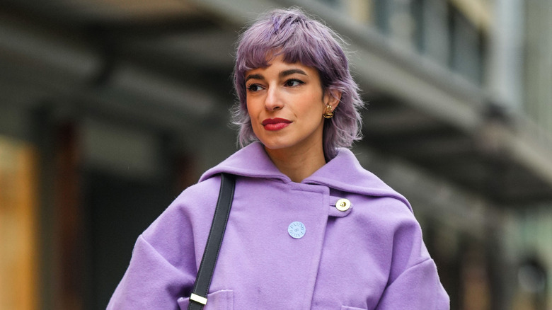 Woman with digital lavender hair