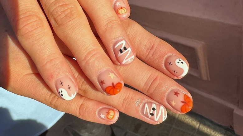 pumpkin halloween nails