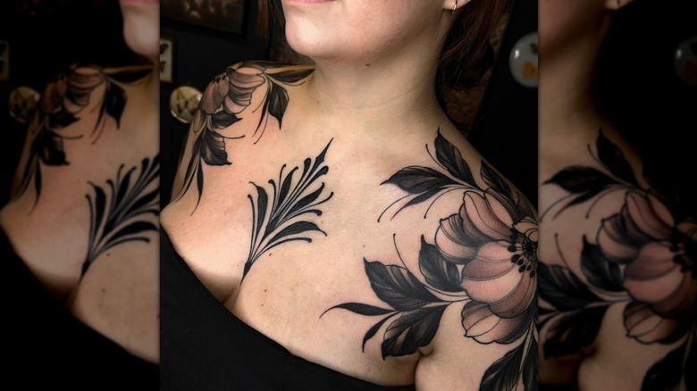 Black chest tattoo