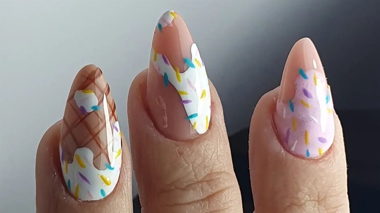 Ice cream splatter nails