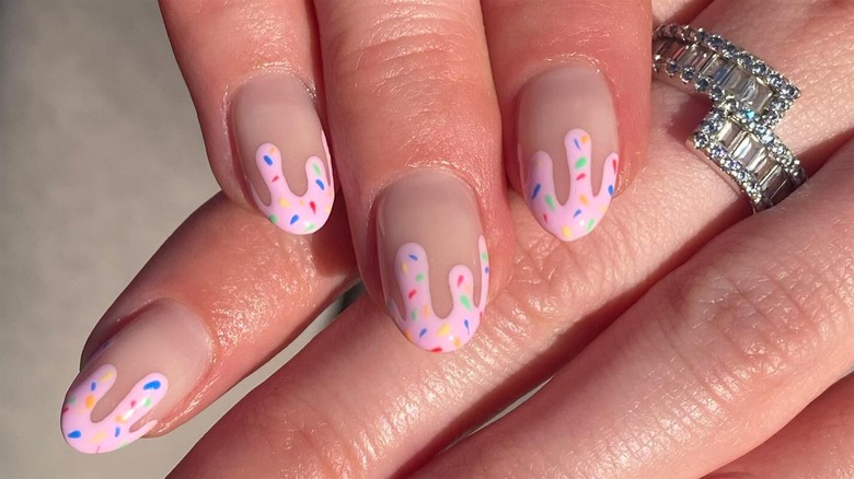 Pink ice cream nails