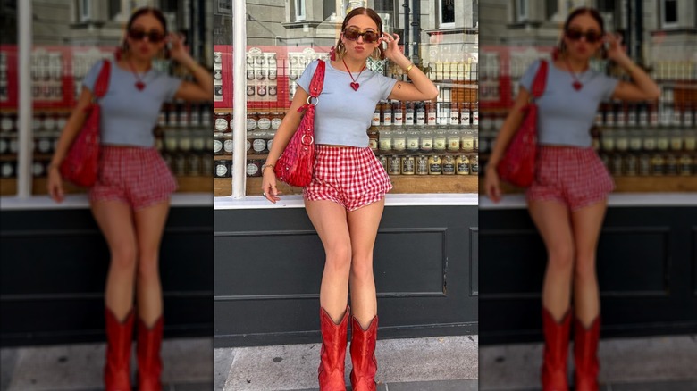 Red gingham shorts