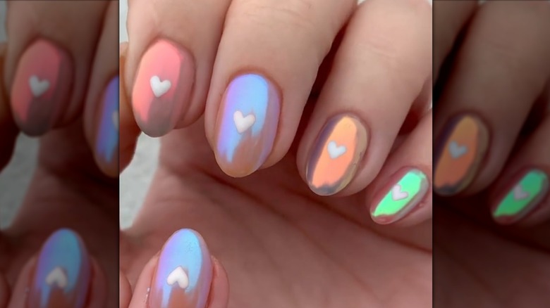 Iridescent rainbow nails