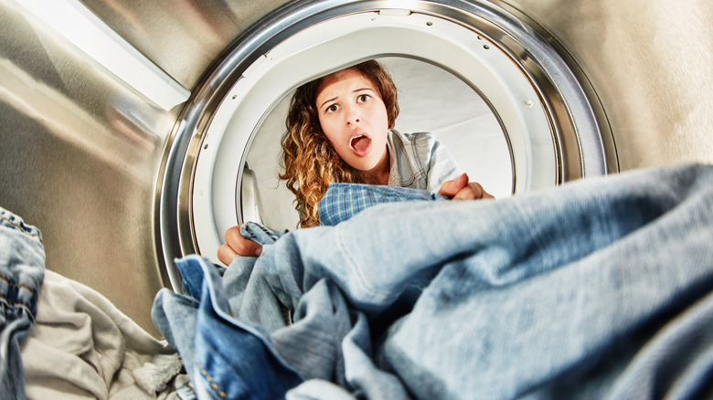 Woman horrified by laundry