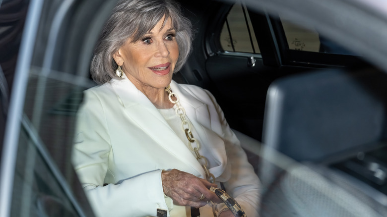 Jane Fonda in a car