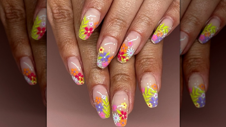 jelly floral nails