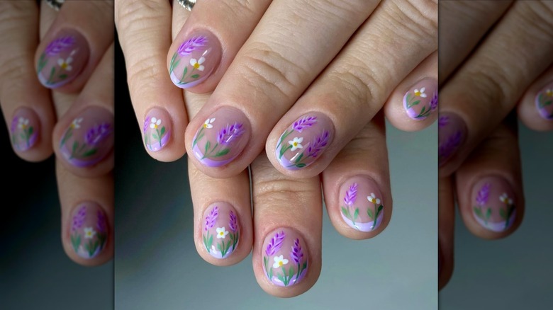 floral french nails