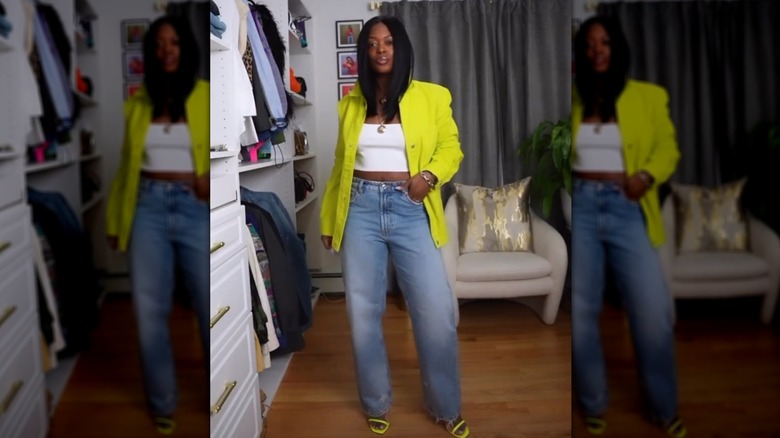 Crop top yellow blazer