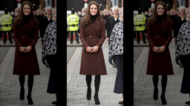 Kate Middleton in a brown coat
