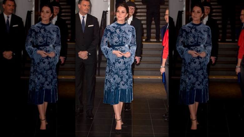 Kate Middleton in a velvet dress