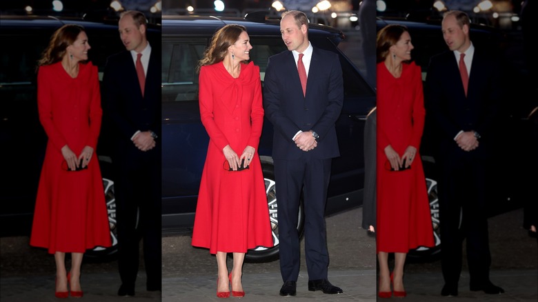 Kate Middleton in a red coat
