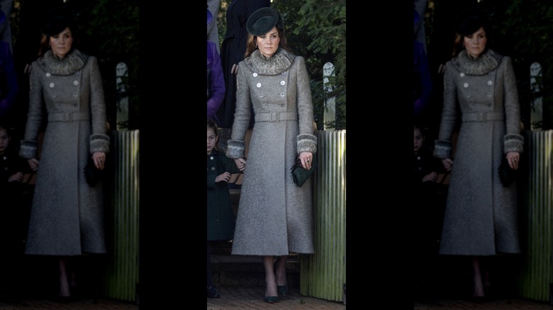Kate Middleton wearing a grey coat
