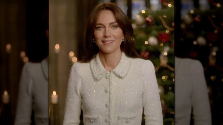 Kate Middleton in a white jacket