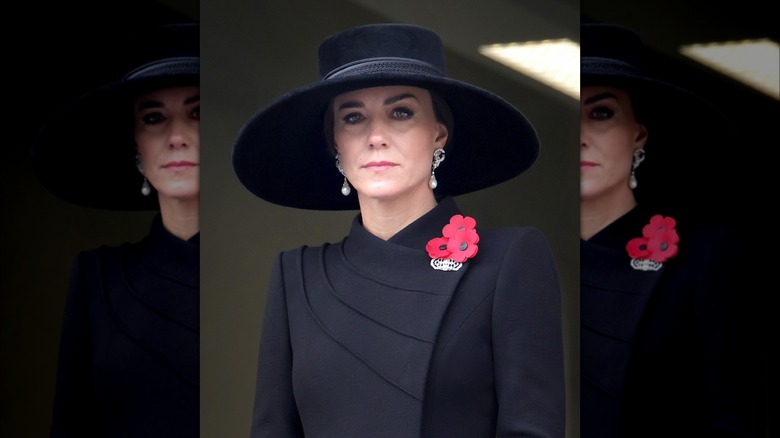 Kate Middleton wearing a black hat