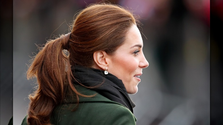 Kate Middleton wearing a ponytail