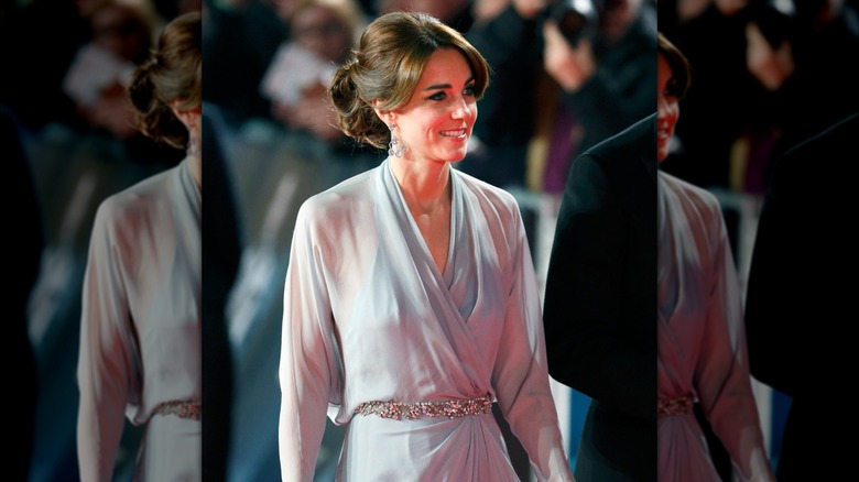 Kate Middleton with bangs and an updo