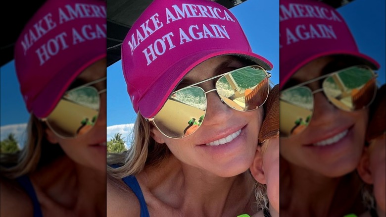 Lara Trump wearing a Make America Hot Again hat