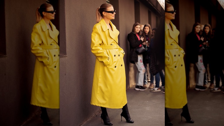 Yellow leather trench 
