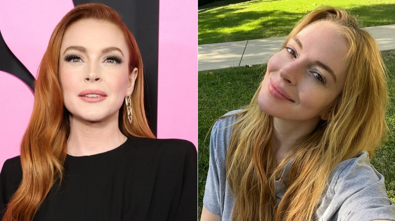 Lindsay Lohan in 2024 with strawberry blonde hair