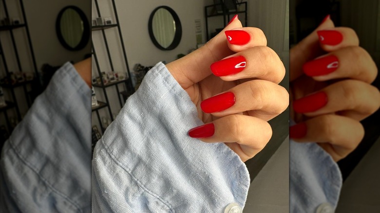Red manicure on Instagram 