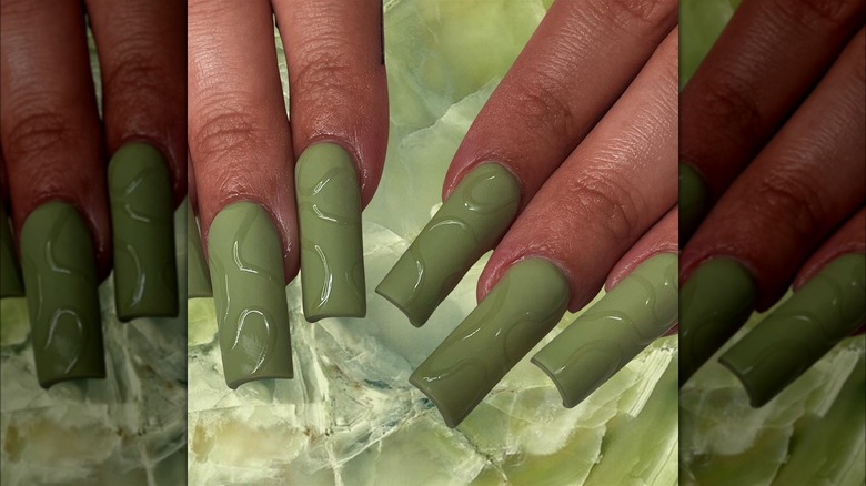 Long green nails