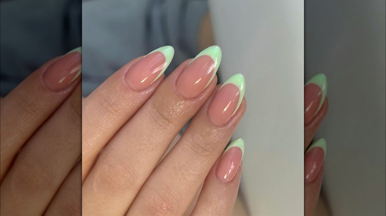 Green French manicure