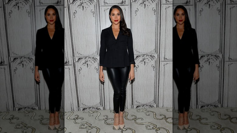 Meghan Markle prepares for the AOL Build Presents "Suits" in New York