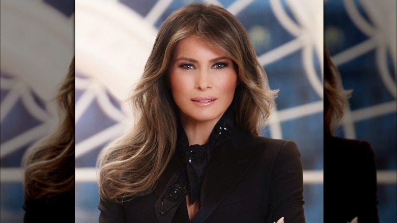 Melania Trump in a black blazer in a portrait for the White House