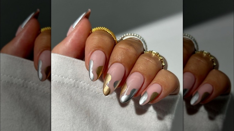 Silver and gold nails