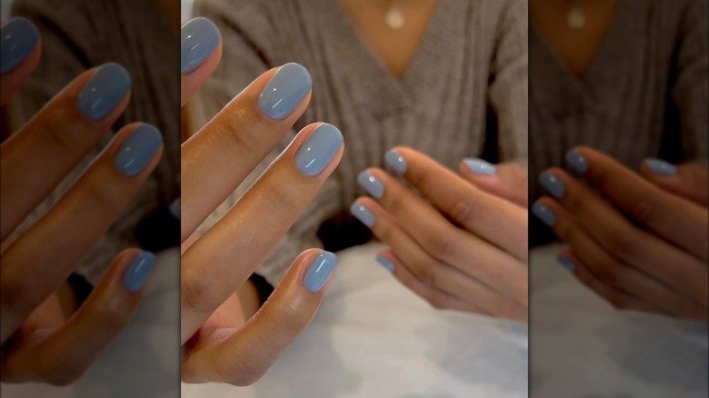 muted blue manicure