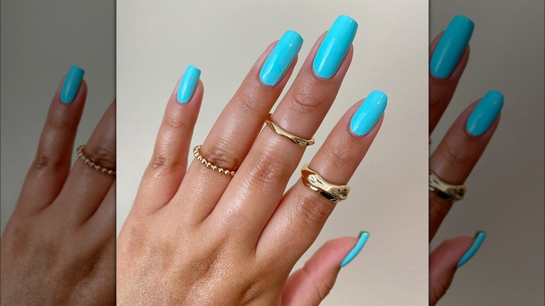 Bright blue nails