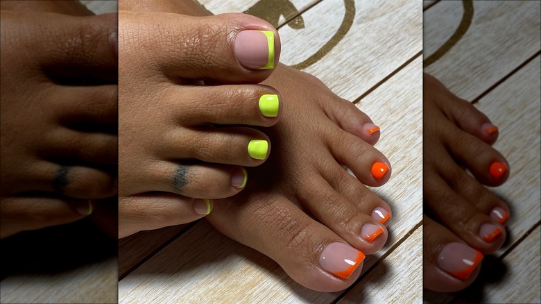 Yellow and orange pedicure